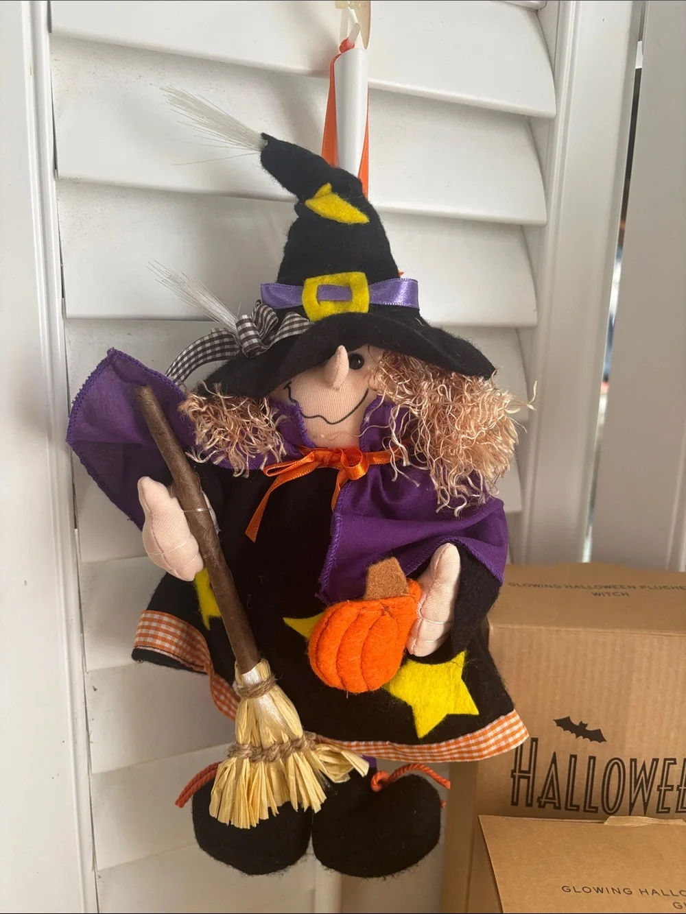 Vintage Avon Halloween Witch & Ghost Plush Window Ornaments w/ Boxes